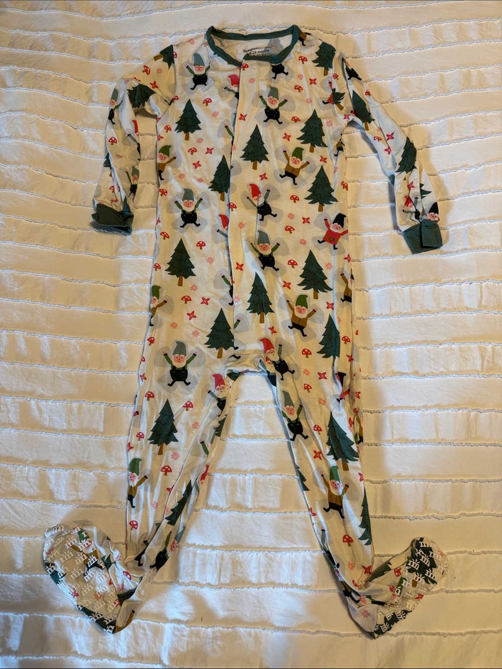 Magnetic Me 18-24 mo Cream Holiday Elf Footed One-Piece with Green Trim